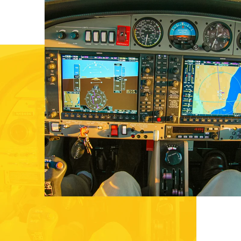 Kokpit samolotu z awioniką Garmin G950 i G1000